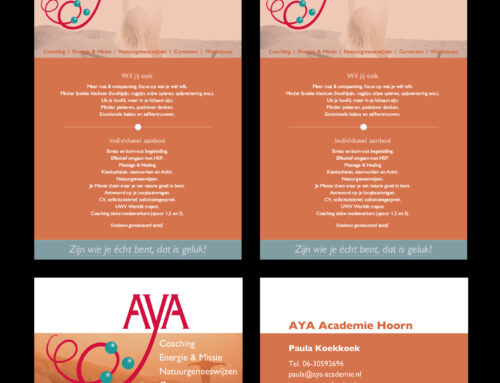 Flyer en visitekaartje AYA Re-integratie & Coaching